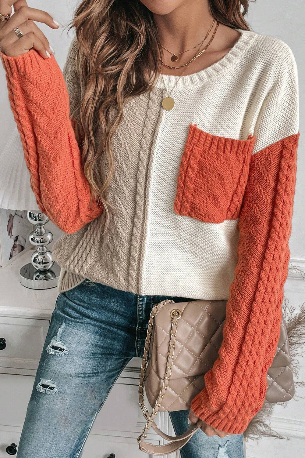 Addilyn | Trendy Tricolor -Strickpullover