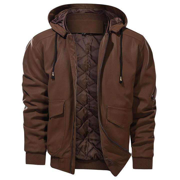 Lederjacke mit Kapuze für Herren