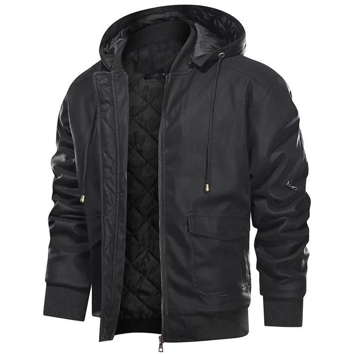 Lederjacke mit Kapuze für Herren