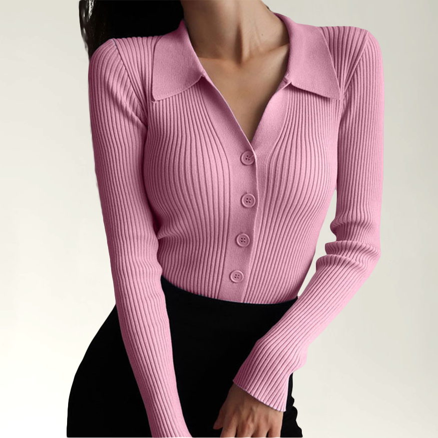 Phoebe - Stilvolles Herbst-Slim-Fit-Ripp-Polo für Damen