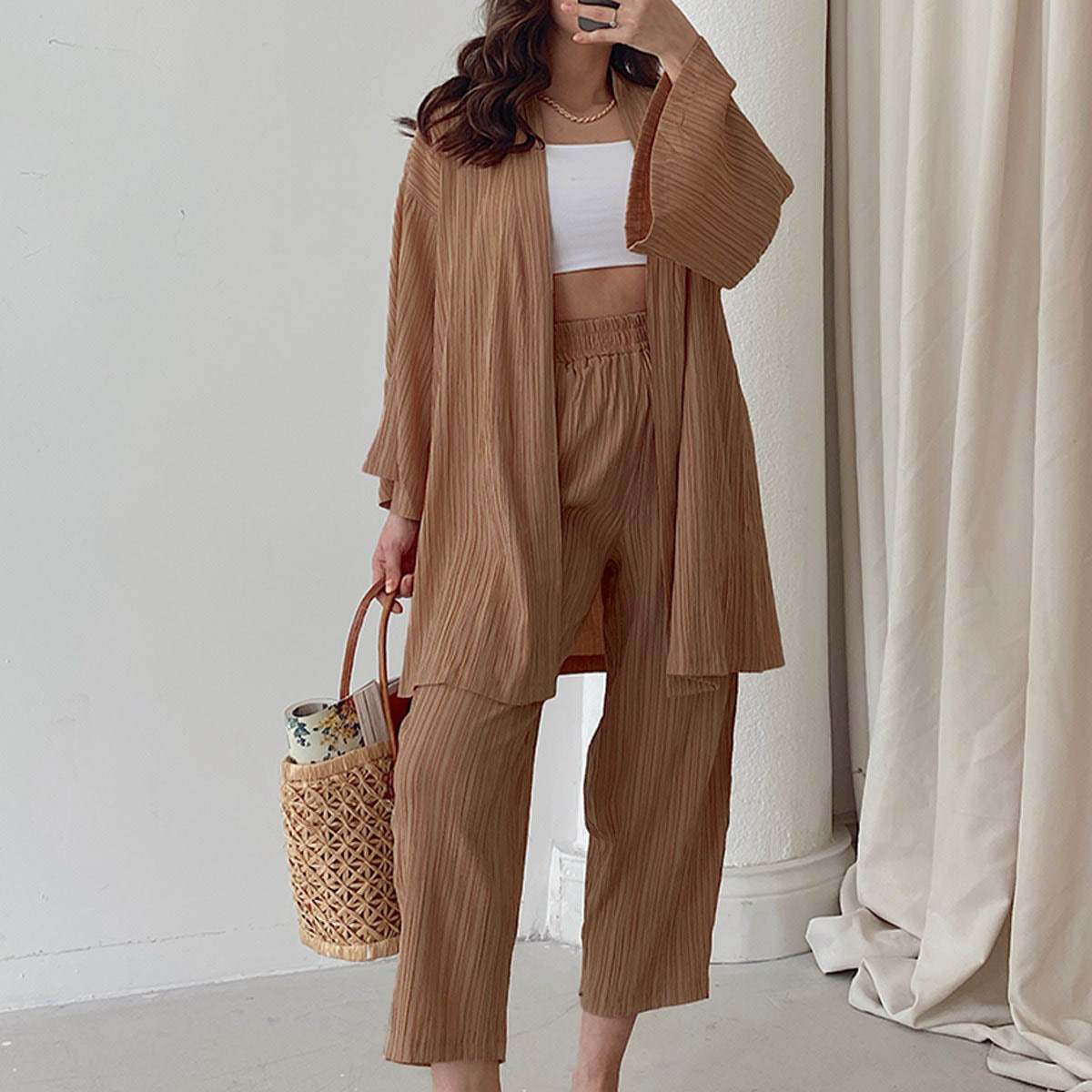 Mira - Stilvoller Camel-Casual-Anzug für den Herbst für Damen