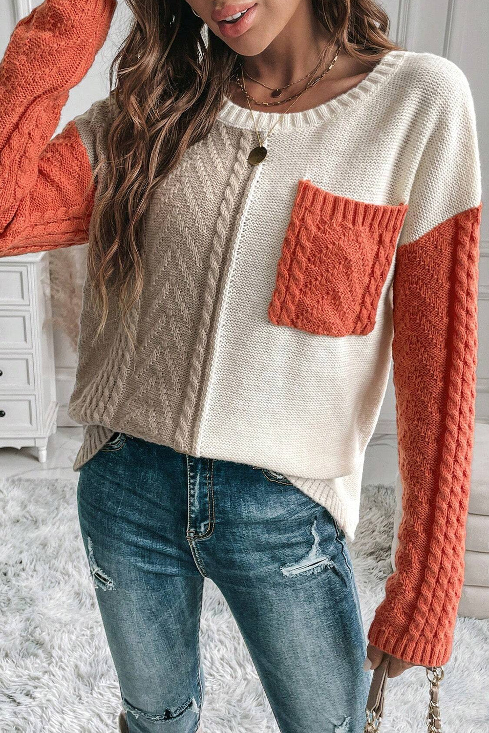 Addilyn | Trendy Tricolor -Strickpullover