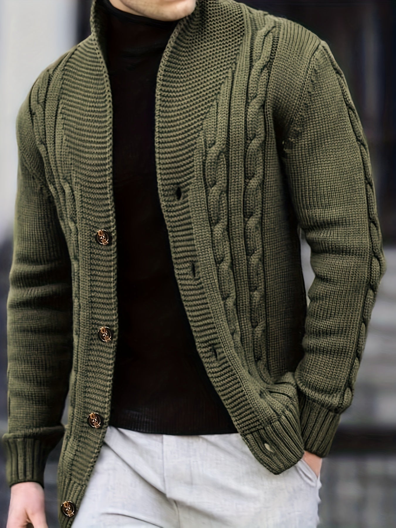 Piolo - Gemütlicher Zopfmuster-Strickcardigan für Herbst und Winter für Herren