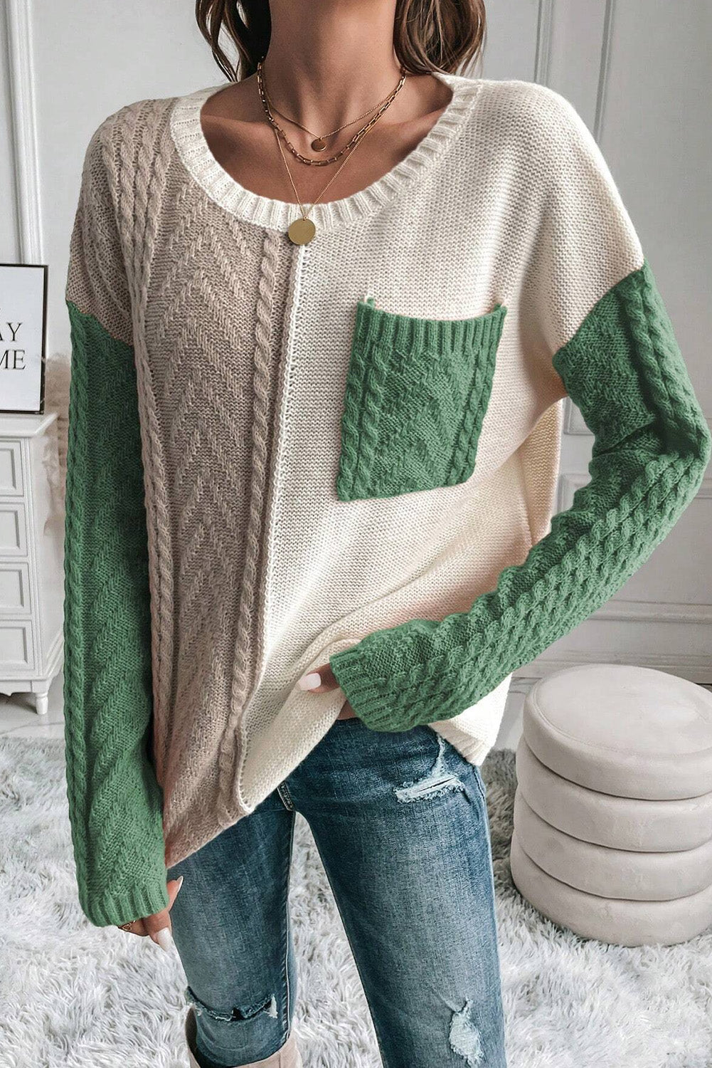 Addilyn | Trendy Tricolor -Strickpullover