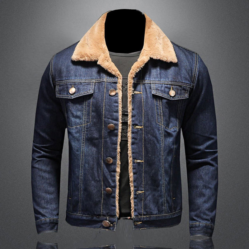 Blake – Stylische Winter Fleece Gefütterte Windbreaker Jeansjacke für Herren