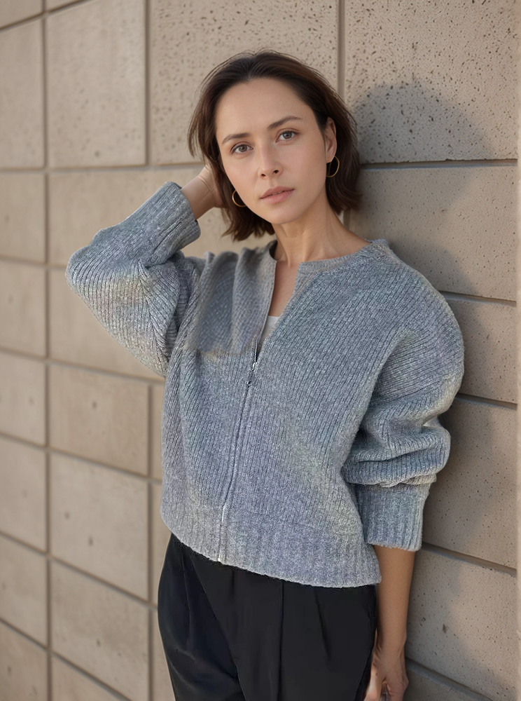 Mia | Strickjacke mit Langarm und Reißverschluss