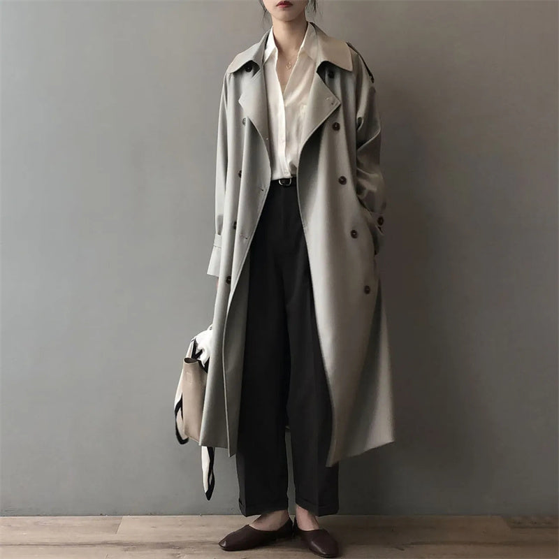 Kash - Klassischer Oversized Doppelreihiger Trenchcoat für Damen