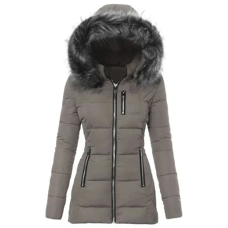 Macy | Damen Winterjacke mit abnehmbarer Kunstfellkapuze