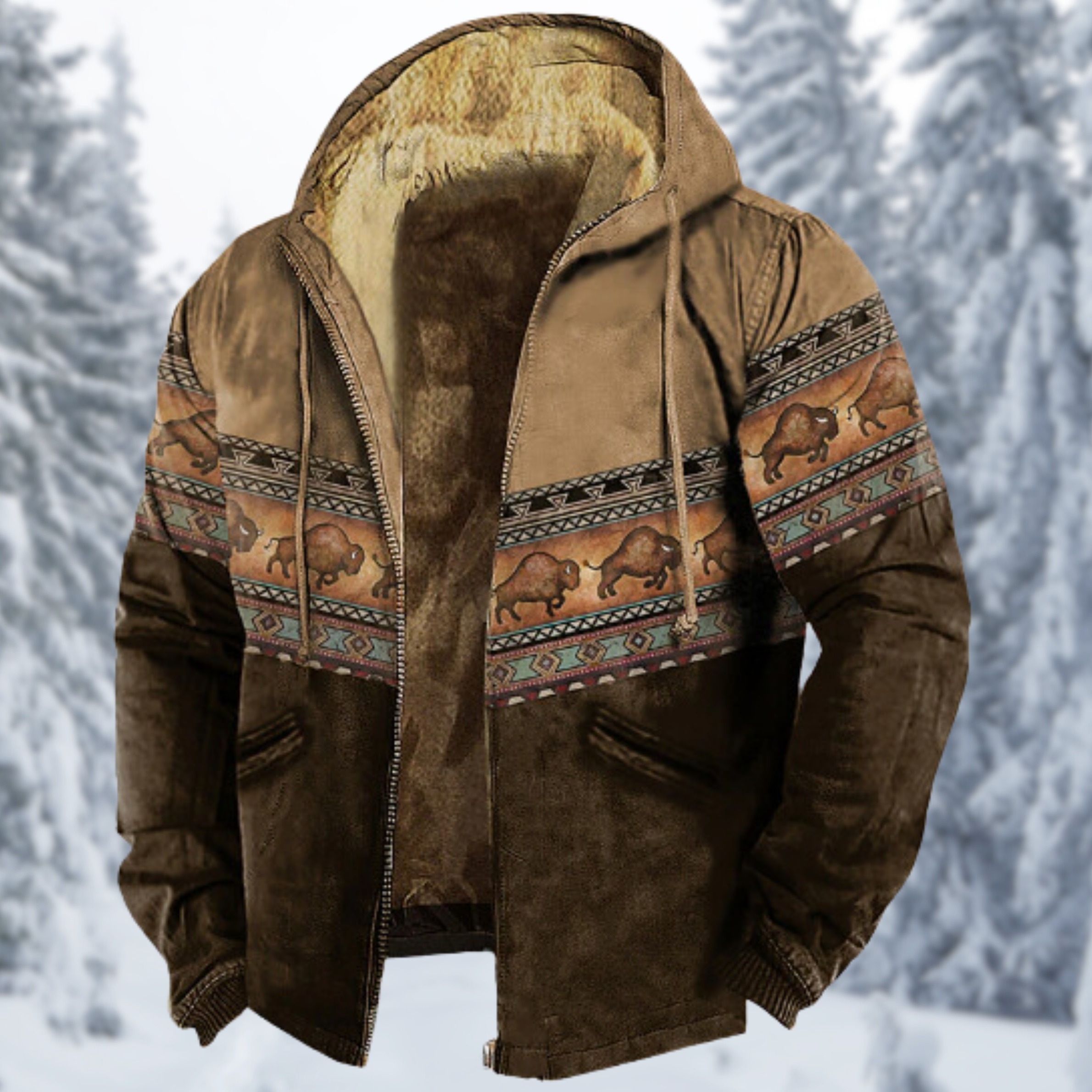 Caleb - 3D-gedruckte Fleecejacke mit Kapuze