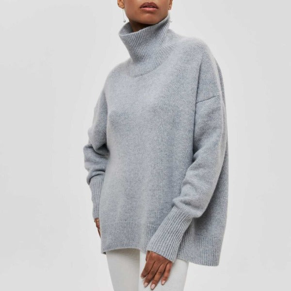 Amielle – Übergroßer Baumwoll-Rollkragenpullover für Damen