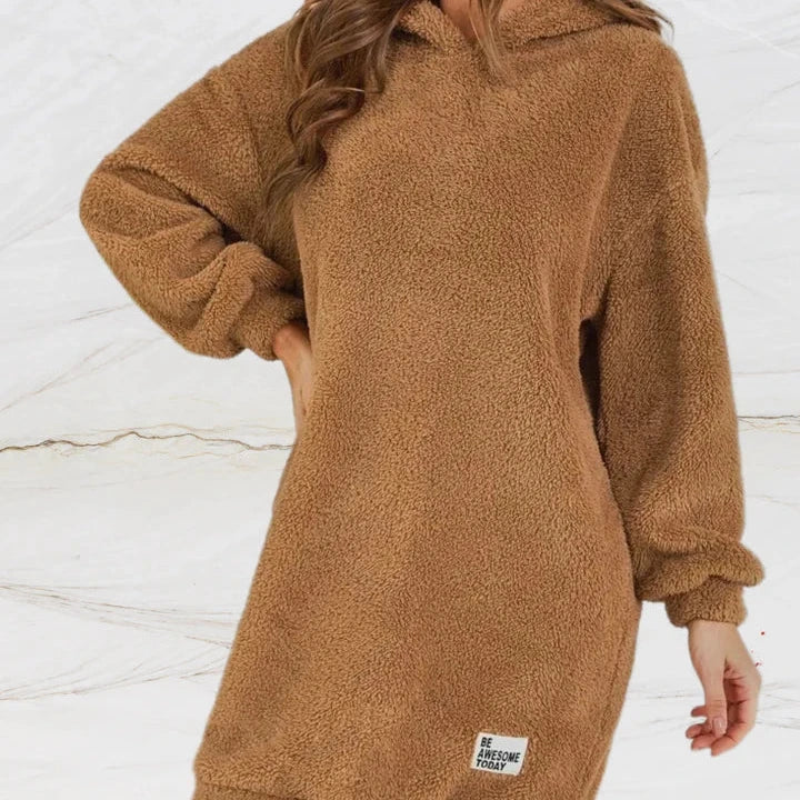 Macy - Oversized Langer Flauschiger Hoodie für Herbst und Winter für Damen