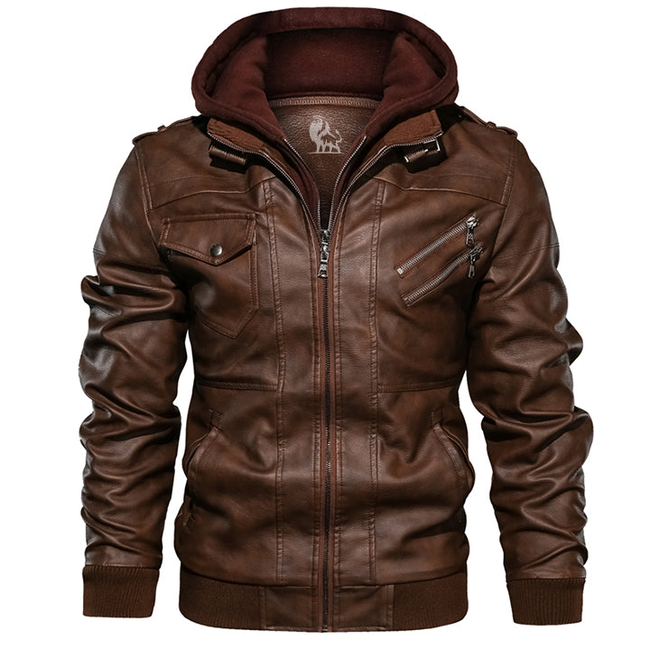 Finley - Herrenlederjacke Mit Abnehmbarer Kapuze