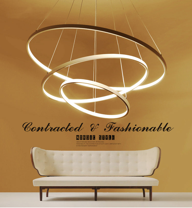 Moderne Hängelampe mit LED-Ringen | 60CM 80CM 100CM für Wohnzimmer & Esszimmer