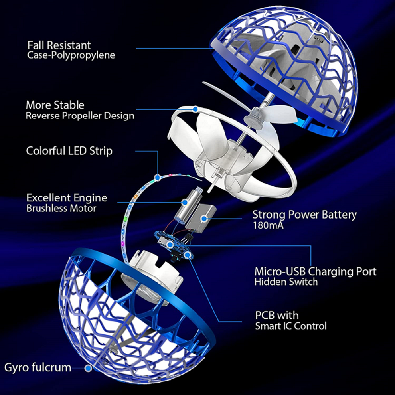 Magische Fliegende Ball mit LED-Beleuchtung - Boomerang-Drohnen-Spielzeug für Kinder