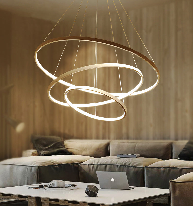 Moderne Hängelampe mit LED-Ringen | 60CM 80CM 100CM für Wohnzimmer & Esszimmer