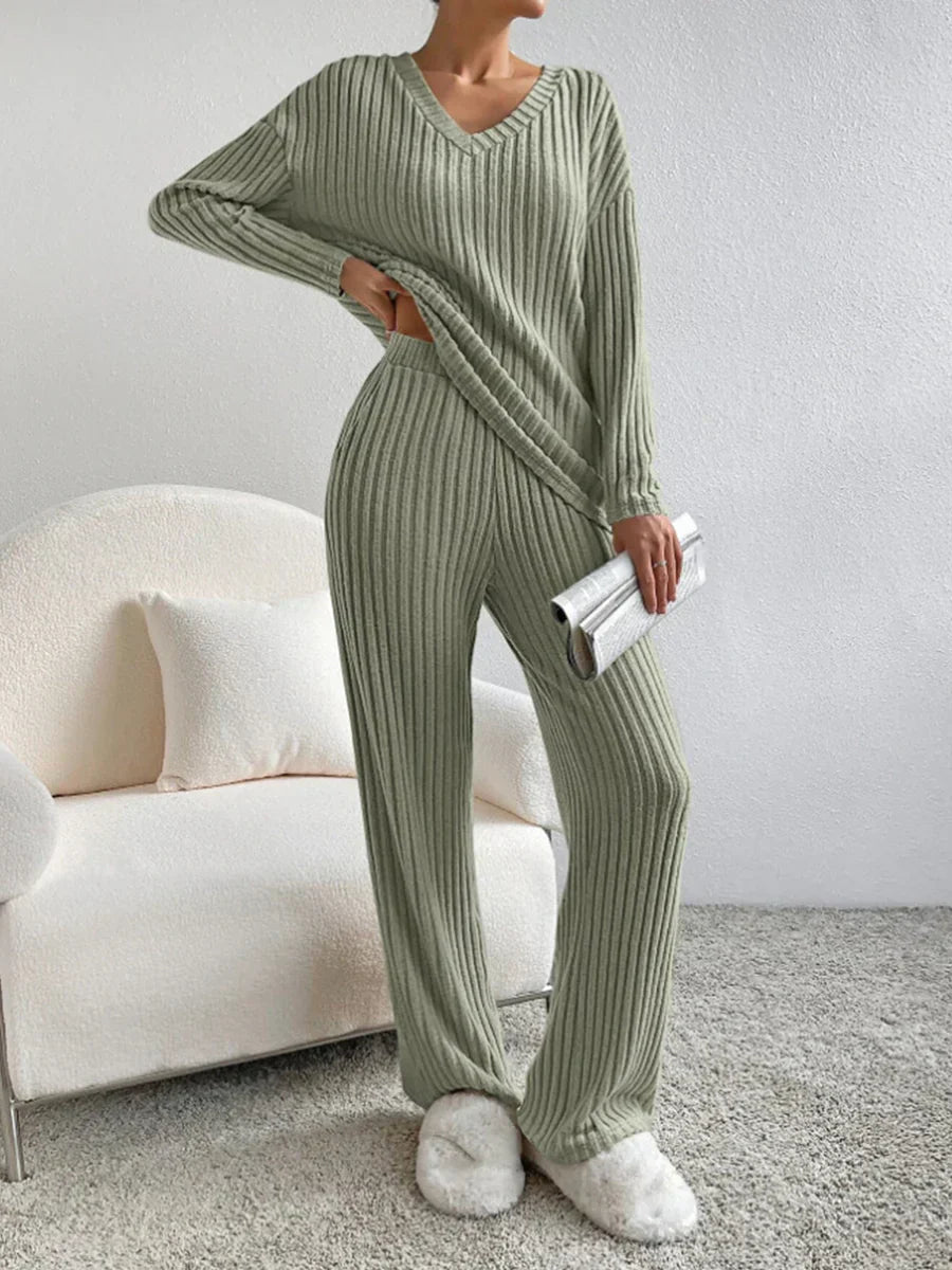 Rica – Stilvolles Herbst-Rippen-Loungewear-Set für Damen