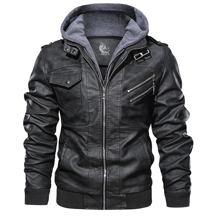 Finley - Herrenlederjacke Mit Abnehmbarer Kapuze