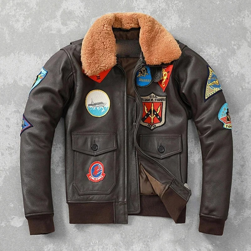 Dom - Herren Winterlederjacke mit Fellkragen