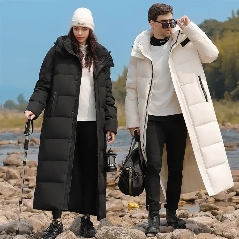 Maiken - Unisex Lange und Dicke Warme Daunen Winterjacke mit Kapuze