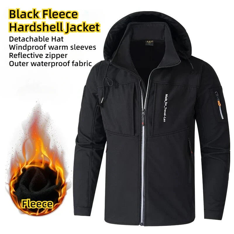 David - Fleece Gefütterte Jacke mit Abnehmbarer Kapuze