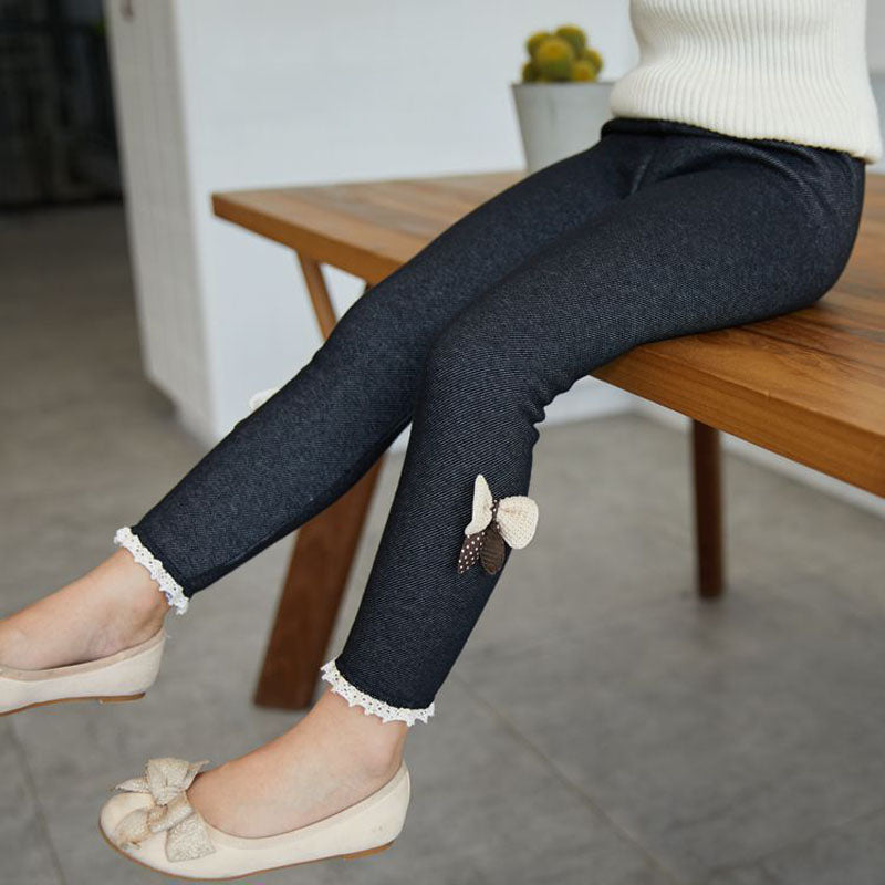 Mädchen Winterleggings mit Schleife – Warm und Bequem