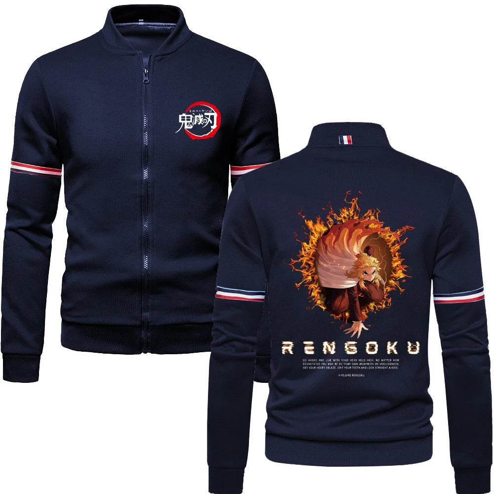 Ethan – Herren Anime Baseballjacke mit Inosuke-Print