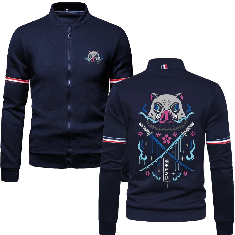 Ethan – Herren Anime Baseballjacke mit Inosuke-Print