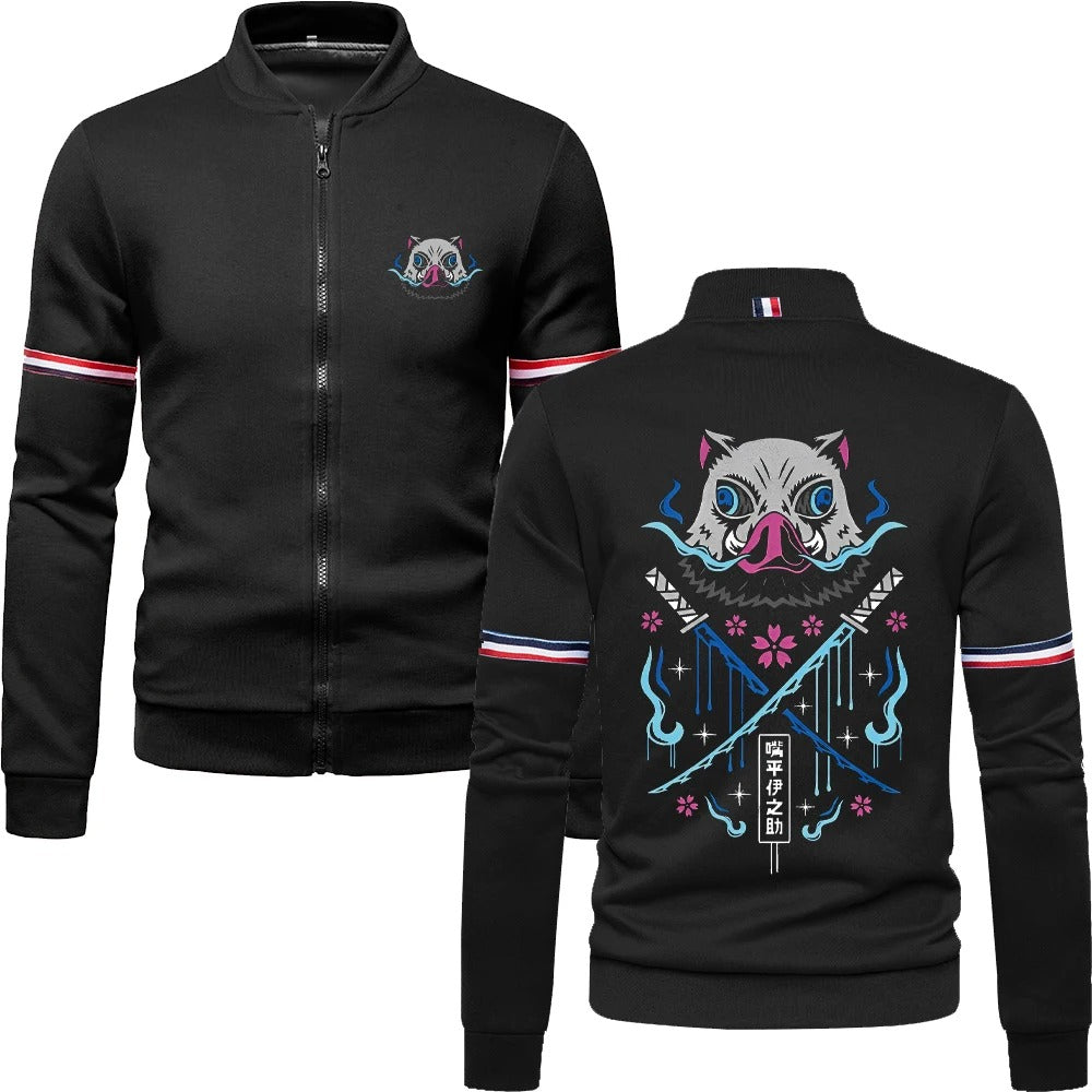 Ethan – Herren Anime Baseballjacke mit Inosuke-Print